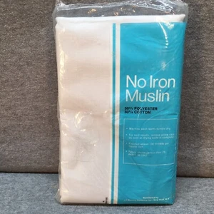 Vintage JC Penny No Iron Muslin Pillowcases (2) White 50/50 Cotton/Poly *USA* - Imagen 1 de 8