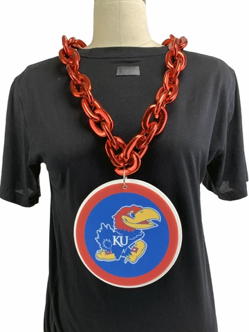 New NCAA Kansas Jayhawks RED Fan Chain Big Necklace Foam Cover