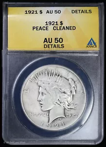 1921-P $1 Peace Silver Dollar ANACS AU 50 Details | High Relief - Picture 1 of 4