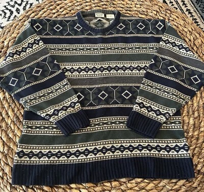 Vintage Bugle Boy Sweater Geometric Cosby Grandpa L - Image 1 of 3