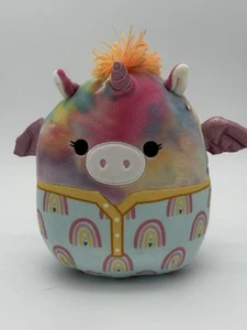 Squishmallow Jamie 8" Pegasus Tie Dye Rainbow Plush Blue Pink Unicorn Horn - Picture 1 of 3