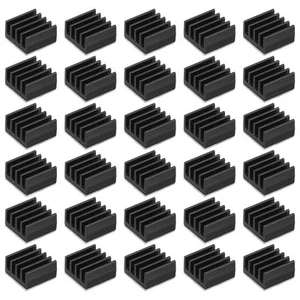 30 Pcs Heatsink 9x9x5mm Aluminum Heat Sink with Thermal Blue Sticker Black - Afbeelding 1 van 6