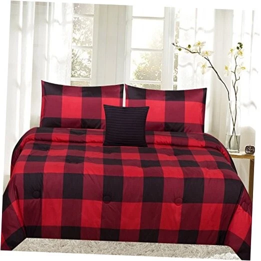Sweet Home Collection 4PC-CMF-BFFALO-K 4Piece Print Reversible Comforter Set ...