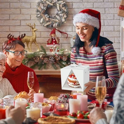 Cake Packaging 6X 4" Cake Box Containers White Festivel Storage Box - Image 1 of 4