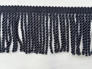 Azul marino 4” lingotes flecos ribete torcido 3 yardas tapicería cortinas costura artesanal - Imagen 1 de 3