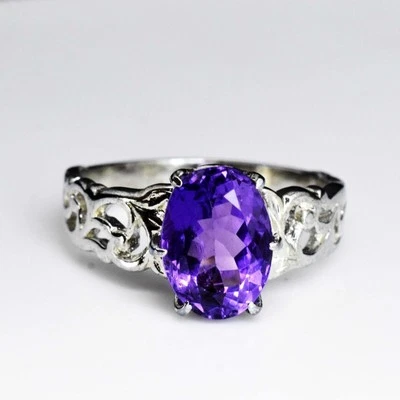 Anello di fidanzamento di design in argento sterling 925 ametista naturale... - Immagine 1 di 4