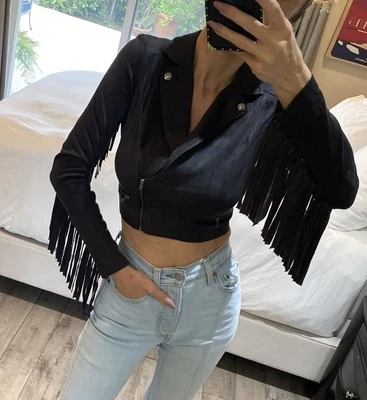 Chaqueta corta estilo occidental negra/carbón con flecos • Talla XS • USADA EN EXCELENTE ESTADO Foto 1 de 4