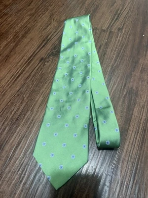 全新带标签 Brooks Brothers 领带丝绸花卉蓝色绿色美国制造  — 第 1/3 张图片