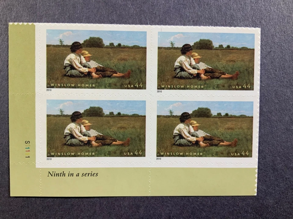 US Winslow Homer American Treasures 44c Stamp Plate Block of 4 Scott #4473 - Image 1 of 1