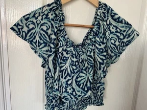 Papaya Women's Top , Blue & White Gypsy Style Size 12 BNWT - Picture 1 of 8