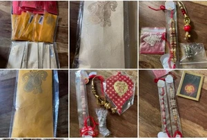 Job Lot 28 X Rakhi Sets Brother Sister Chawal Tikka Hindu Gift3 Designs RrP £250 - Picture 1 of 7