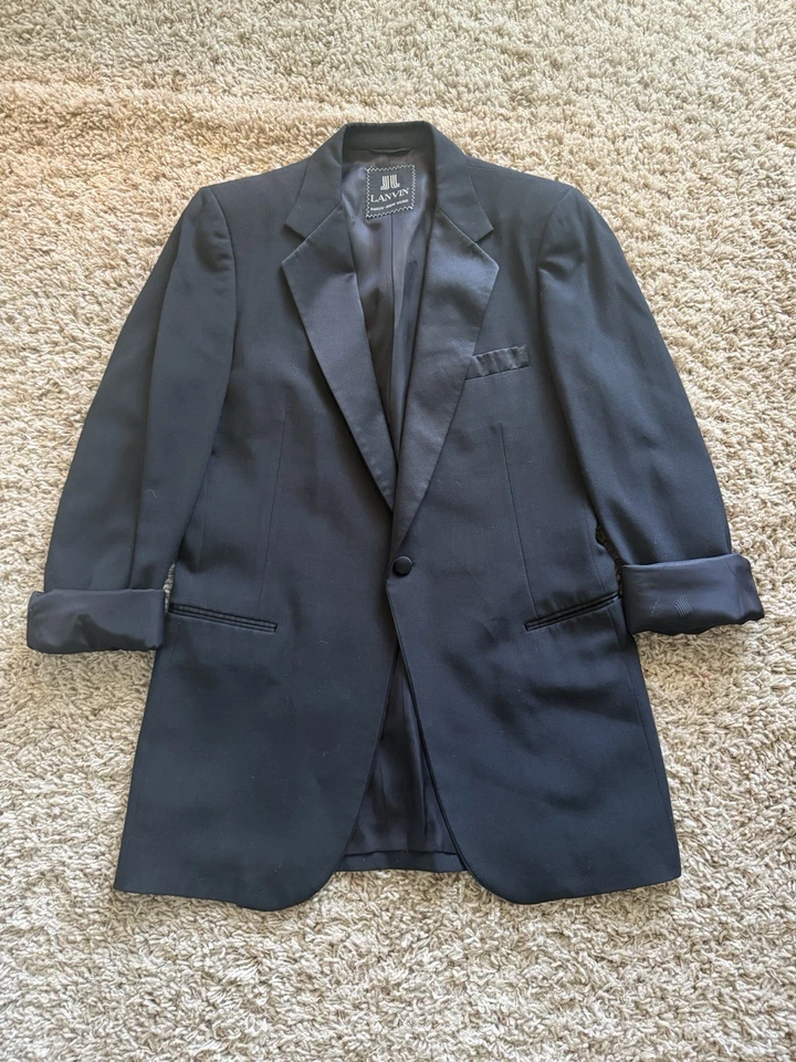 Chaqueta Blazer Lanvin Paris Mezcla Lana Negra Un Botón Medidas En Fotos Foto 1 de 4