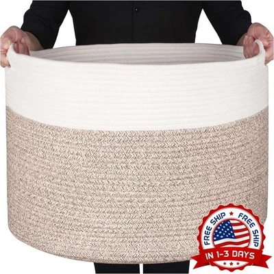 Cesta decorativa extragrande de 22 x 14 pulgadas para mantas de sala de estar - Image 1 of 4