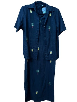 Country Wear Informals De Colección Talla Pequeña Negro Tanque Maxi Vestido y Camisa Lino Piña Foto 1 de 4