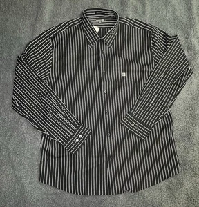 Express 1MX Stretch Modern Fit LS Button Down Black Striped Shirt 2XL 18-18.5 - Picture 1 of 7