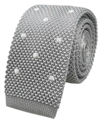 Corbatas ajustadas de punto texturizado de color liso inteligentes talla única gris lunares para hombre Foto 1 de 3