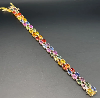 Brazalete Oro 14K 25.75 ctw Zafiro Natural/Diamante Brazalete con Valoración Foto 1 de 4