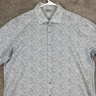 Kenneth Cole Reaction Shirt Mens XL Slim Fit White Blue Long Sleeve Dress Casual - Image 1 of 4