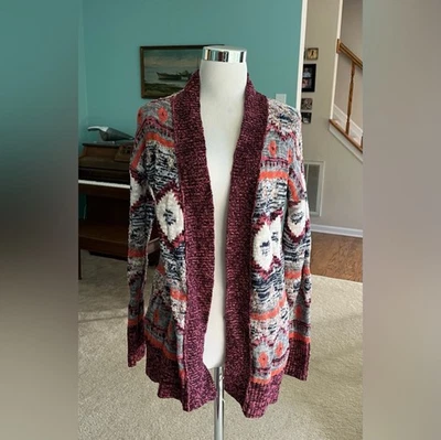 Mossimo Women’s Open Front Aztec Knit Cardigan - Size M - Multicolor - VGUC - Image 1 of 4