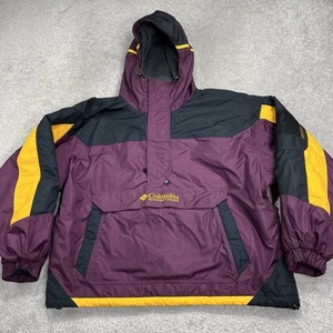 Vintage Columbia Sportswear Jacket Mens XL Maroon Yellow Anorak Puffer Pullover - Picture 1 of 19