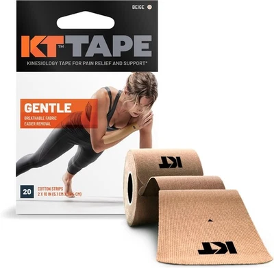 Fita KT, Kinesiology Athletic adesivo suave 20 tiras pré-cortadas, bege  - Imagem 1 de 4