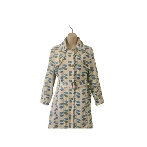 Vintage 1990s Women’s Mod Trench Coat – Belted Mid-Length Large Leaf Print - Picture 1 of 5