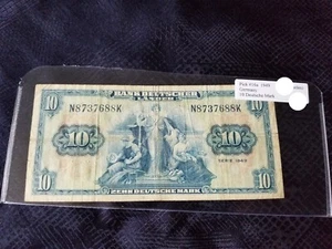 Germany 10 Deutsche Mark 1949 Pick #16a Circulated (holes) Serial #N8737688K - Picture 1 of 2