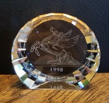 Swarovski Crystal 1998 Etched Pegasus Horse Paperweight 9409, Mint, with Box
