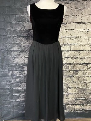 Petite Sophisticate Womens Small Black Velvet Bodice Chiffon Maxi Dress Formal E - Image 1 of 4