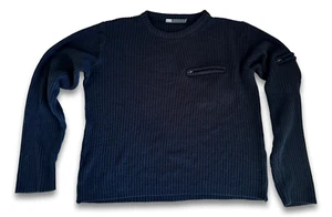 Stone Park Small Black Sweater Round Neck Zippered Pockets Sleeve Pullover - Picture 1 of 8