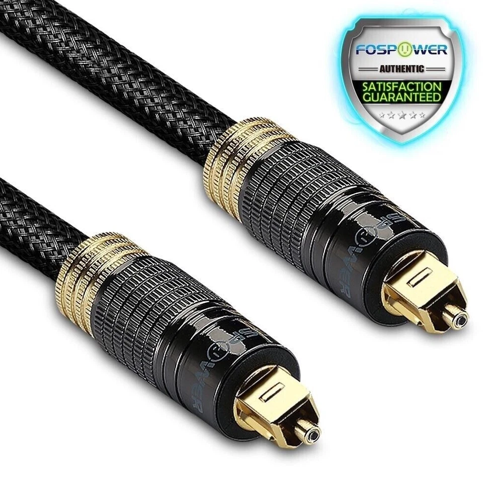 FosPower 6FT Durable Mesh Tough Digital Optical S/PDIF Fiber Toslink Audio Cable - Image 1 of 4