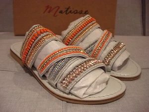 MATISSE KORBIN EMBELLISHED GREY SLIDE SANDALS SIZE 7 SHOES - BRAND NEW - Picture 1 of 11
