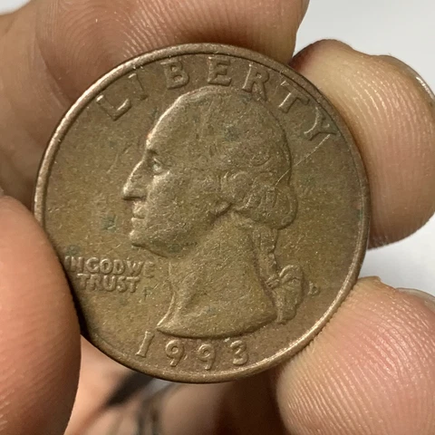 1993 D WASHINGTON QUARTER 25C COIN MISSING CLAD LAYER OR FOREIGN PLANCHET ERROR? Cover