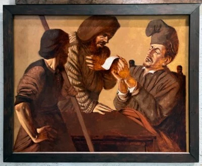 Pintura al óleo original Joel Barnett "Pieza de papel" firmada y enmarcada 37"x45" Foto 1 de 4