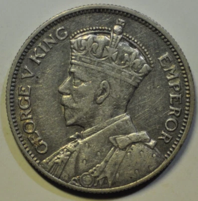 mw25716 New Zealand; Silver Shilling 1935  George V   KM#3 - Image 1 of 2