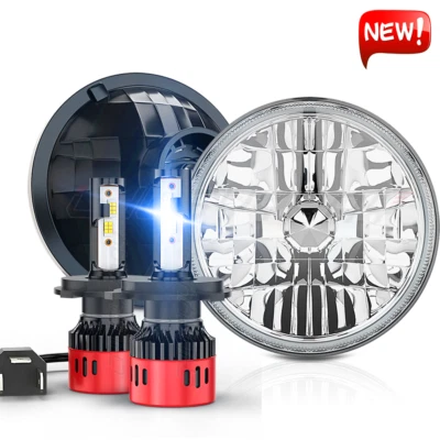 7" inch Round LED Headlight Hi/Lo Beam Halo DRL for Chevy Truck Camaro C10 C20 - Image 1 of 4