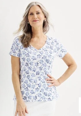 CROFT & BARROW Womens T-Shirt Size Medium 100% Cotton V Neckline New - Image 1 of 4