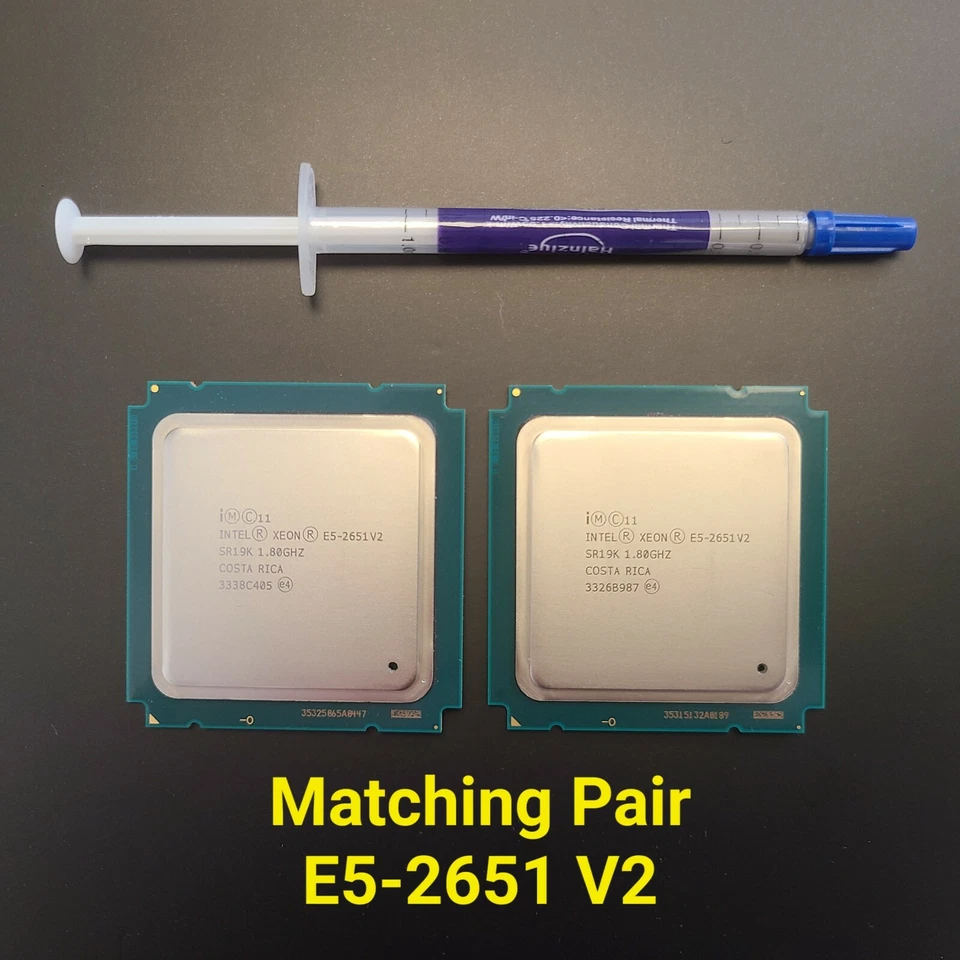 Matching Pair: Intel Xeon E5-2651 V2 12-Core SR19K 1.8GHz LGA 2011 CPU Grade A - Image 1 of 1