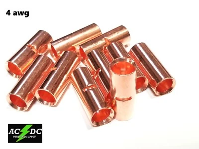 4 GAUGE BARE COPPER BUTT 连接器 10 PK CRIMP 终端 AWG 电池 — 第 1/2 张图片