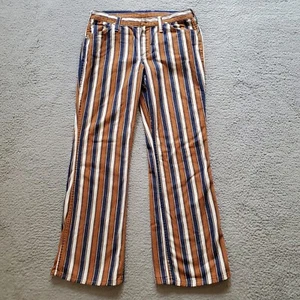 Vintage Wrangler Jeans Womens 15/16 Brown Blue Striped Flare 60s 70s Cowgirl USA - Picture 1 of 16