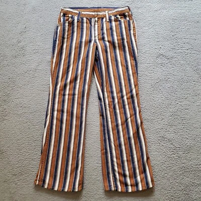 Vintage Wrangler Jeans Womens 15/16 Brown Blue Striped Flare 60s 70s Cowgirl USA - Image 1 of 4