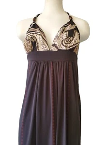 Alyn Paige Women’s Dress Size Large Halter Beaded Neck Floral Paisley Maxi - Picture 1 of 8