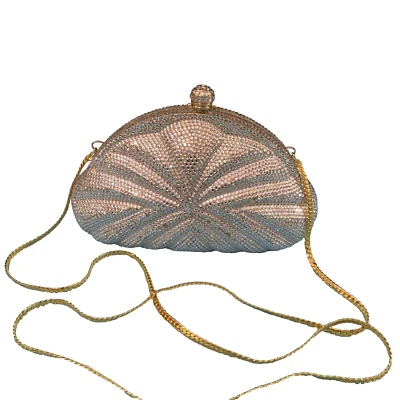 Cartera sin asas Theodora Glamorosa única estilo años 40 plateada/dorada de colección Foto 1 de 4