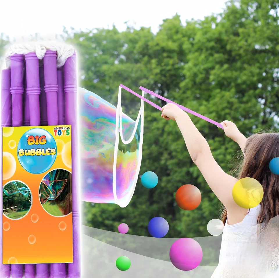 2 Pcs Giant Bubble Wands Toy Set Big Bubbles Birthday Activities for Kids