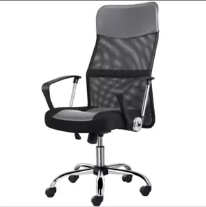 Office Desk Chair Home Computer Chair Leather with Wheels and Back Support Grey - Picture 1 of 4