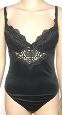 Victoria's Secret Black Shiny Second Skin Nylon 1 Piece Full Body Girdle 34 B M