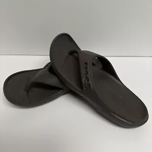 Crocs Baya Flip Flop Thong Youth Sandals Espresso Dark Brown Sz 6 Boys 8 Girls - Picture 1 of 5