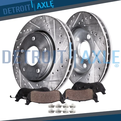 Front Drilled Rotors Brake Pads Kit for 1999 2000 2001 2002-06 Jeep TJ Wrangler - Image 1 of 4