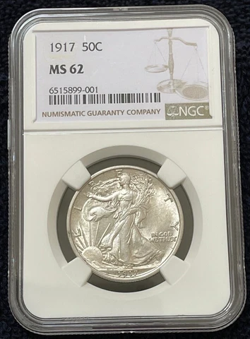 1917 Walking Liberty Silver Half Dollar 50C ✨ Graded MS 62 by NGC Cover