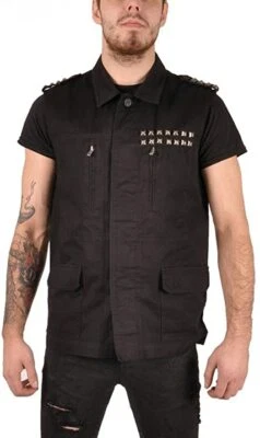 Tripp Gothic Moto Military Punk Rocker Biker Army Motorcycle Studded Jacket Vest - Image 1 of 3